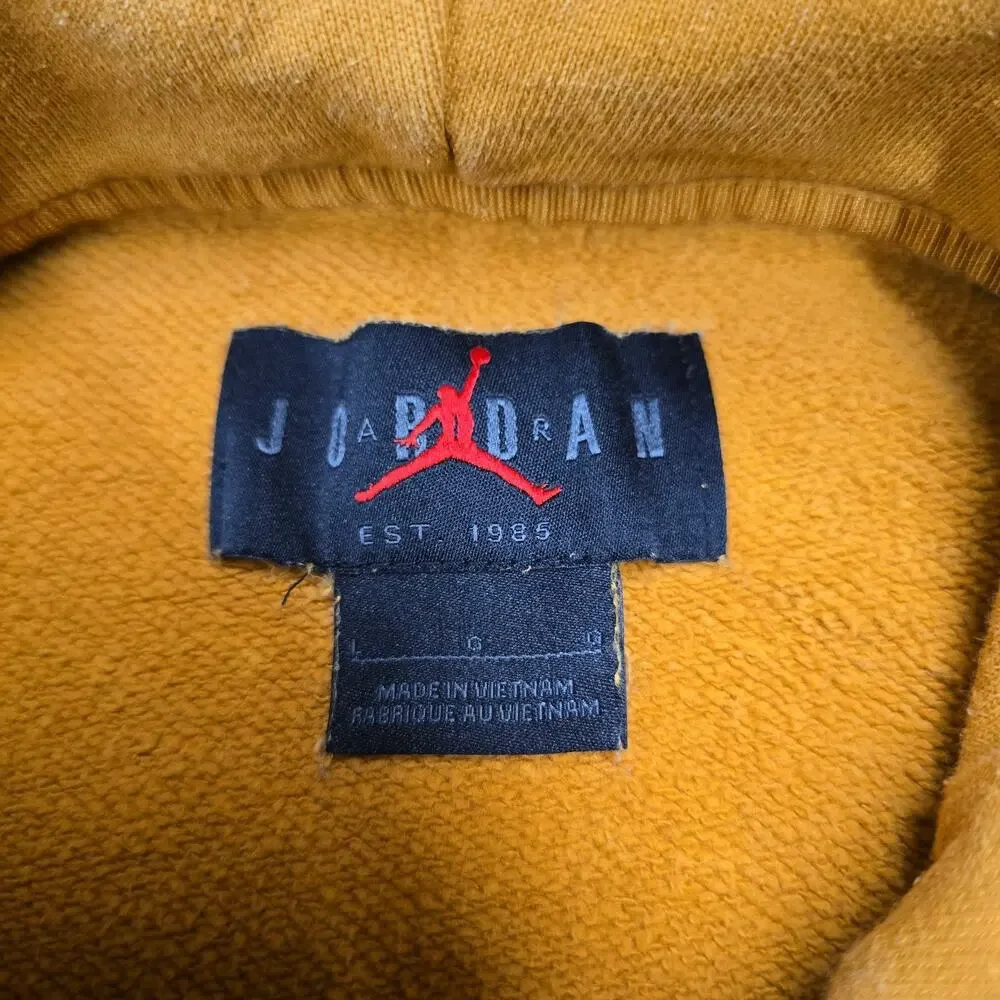 Jordan Essentials Statement Washed Fleece Pullover Hoodie Chutney Yellow Men's L